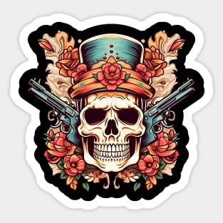 skull with guns Sticker